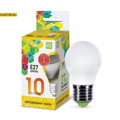 Лампа светодиодная LED-ШАР-standard 10Вт 230В Е27 3000К 900Лм ASD арт 4690612015477 - фото 18542