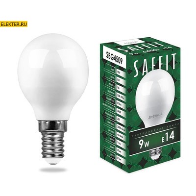 Лампа светодиодная Feron SAFFIT SBG4509 "Шарик" E14 9W 6400K арт 55125 - фото 18727