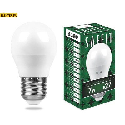 Лампа светодиодная Feron SAFFIT SBG4507 "Шарик" E27 7W 4000K арт 55037 - фото 18776