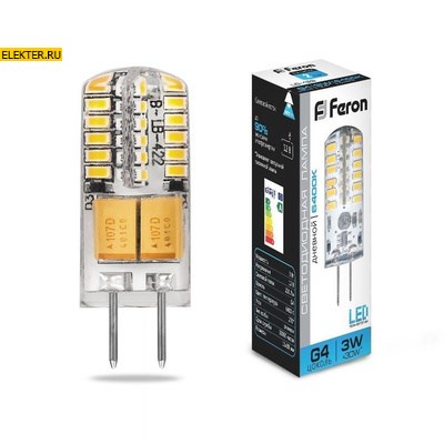 Лампа светодиодная Feron LB-422 G4 3W 6400K арт 25533 - фото 18808
