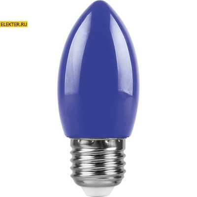 Лампа светодиодная Feron LB-376 "Свеча" E27 1W синий арт 25925 - фото 19262