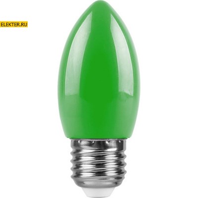 Лампа светодиодная Feron LB-376 "Свеча" E27 1W зеленый арт 25926 - фото 19264