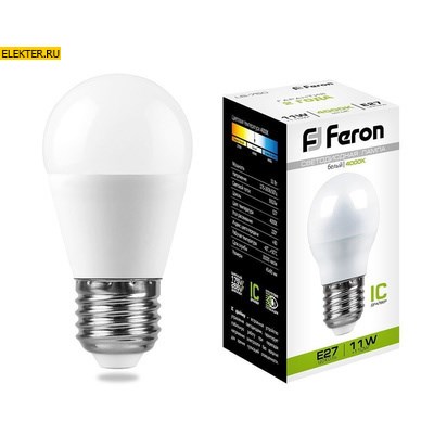 Лампа светодиодная Feron LB-750 "Шарик" E27 11W 4000K арт 25950 - фото 19293
