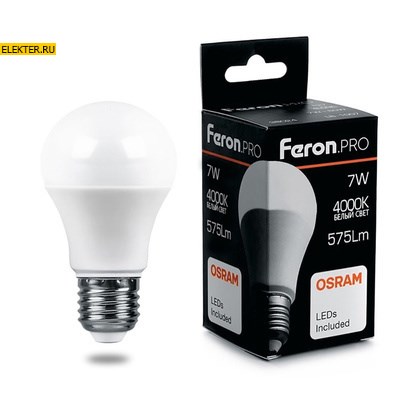 Лампа светодиодная Feron.PRO LB-1007 "Шар" E27 7W 4000K арт 38024 - фото 19352