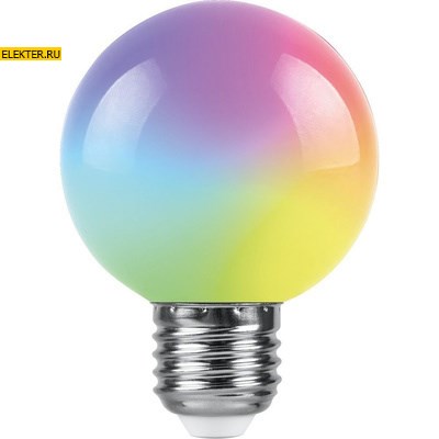 Лампа светодиодная Feron LB-371 "Шар" матовый E27 3W RGB быстрая смена цвета арт 38127 - фото 19463