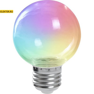 Лампа светодиодная Feron LB-371 "Шар" прозрачный E27 3W RGB быстрая смена цвета арт 38130 - фото 19466