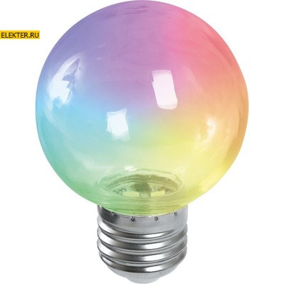Лампа светодиодная Feron LB-371 "Шар" прозрачный E27 3W RGB плавная смена цвета арт 38133 - фото 19469