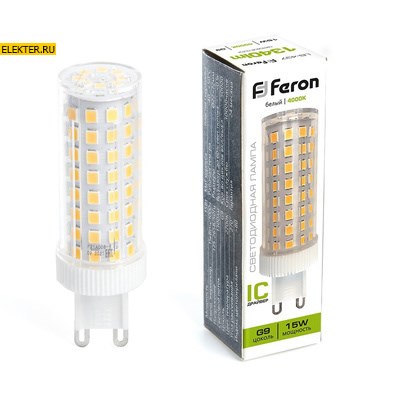 Лампа светодиодная Feron LB-437 G9 15W 4000K арт 38213 - фото 19547