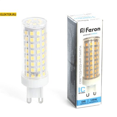 Лампа светодиодная Feron LB-437 G9 15W 6400K арт 38214 - фото 19550
