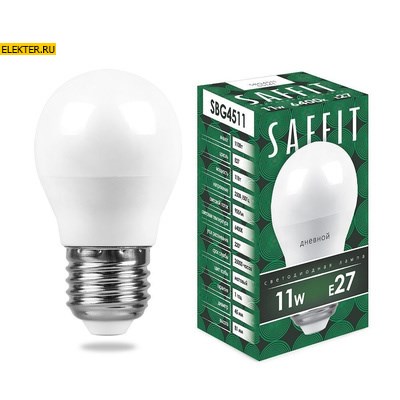 Лампа светодиодная Feron SAFFIT SBG4511 "Шарик" E27 11W 6400K арт 55141 - фото 19608