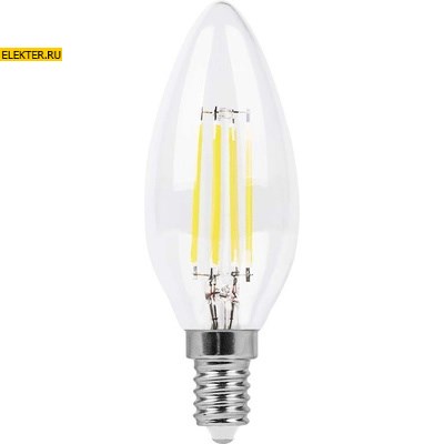 Лампа филаментная светодиодная Feron LB-58 "Свеча" E14 5W 2700K арт 25572 - фото 20277