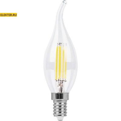 Лампа филаментная светодиодная Feron LB-59 "Свеча на ветру" E14 5W 2700K арт 25575 - фото 20281