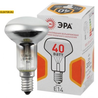 Лампа накаливания R50 рефлектор 40Вт 230В E14 ЭРА арт Б0039140 - фото 27516