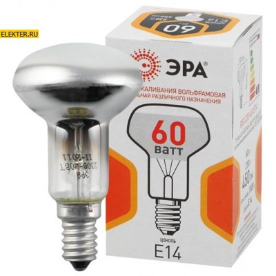 Лампа накаливания R50 рефлектор 60Вт 230В E14 ЭРА арт Б0039141 - фото 29945