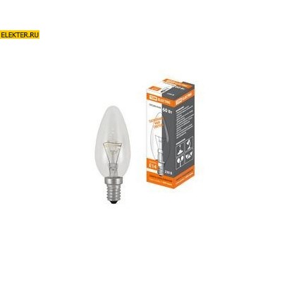 Лампа накаливания "Свеча" прозрачная 60Вт-230В-E14 TDM арт SQ0332-0011 - фото 35735