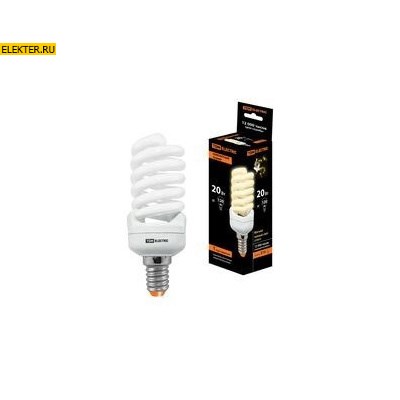 Лампа энергосберегающая КЛЛ-FSТ2-20Вт-2700К–Е14 КОМПАКТ (41х108 мм) TDM арт SQ0323-0189 - фото 36434