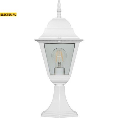 Светильник садово-парковый Feron 4204 четыреxгранный на постамент 100W E27 230V, белый арт 11029 - фото 7652