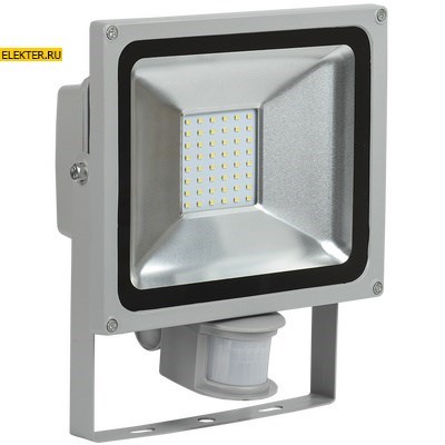 Прожектор светодиодный СДО 05-30Д (детектор) SMD IP44 серый IEK арт LPDO502-30-K03 LPDO502-30-K03
