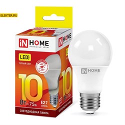 Лампа светодиодная LED-A60-VC 10Вт 230В Е27 3000К 900Лм "Груша" IN HOME арт. 4690612020204