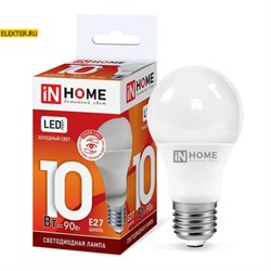 Лампа светодиодная LED-A60-VC 10Вт 230В Е27 6500К 900Лм "Груша" IN HOME арт 4690612020228