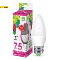 Лампа светодиодная LED-СВЕЧА-standard 7.5Вт 230В Е27 6500К 675Лм ASD арт 4690612019055