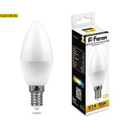 Лампа светодиодная Feron LB-72 "Свеча" E14 5W 2700K арт 25400