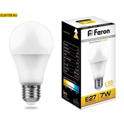 Лампа светодиодная Feron LB-91 "Шар" E27 7W 2700K арт 25444