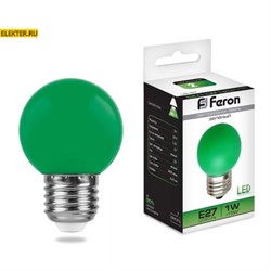 Лампа светодиодная Feron LB-37 "Шарик" E27 1W Зеленый арт 25117