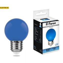 Лампа светодиодная Feron LB-37 "Шарик" E27 1W Синий арт 25118