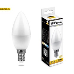 Лампа светодиодная Feron LB-97 "Свеча" E14 7W 2700K арт 25475