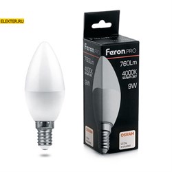 Лампа светодиодная Feron.PRO LB-1309 "Свеча" E14 9W 4000K арт 38060