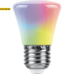Лампа светодиодная Feron LB-372 "Колокольчик" матовый E27 1W RGB плавная сменая цвета арт 38117