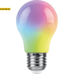 Лампа светодиодная Feron LB-375 E27 3W матовый RGB плавная сменая цвета "Шар" арт 38118