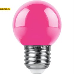 Лампа светодиодная Feron LB-37 "Шарик" E27 1W розовый арт 38123