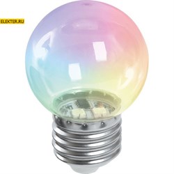 Лампа светодиодная Feron LB-37 "Шарик" прозрачный E27 1W RGB быстрая смена цвета арт 38129