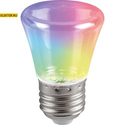 Лампа светодиодная Feron LB-372 "Колокольчик" прозрачный E27 1W RGB быстрая смена цвета арт 38131