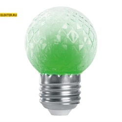 Лампа-строб Feron LB-377 "Шарик" прозрачный E27 1W зеленый арт 38209