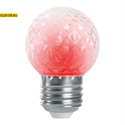 Лампа-строб Feron LB-377 "Шарик" прозрачный E27 1W красный арт 38210