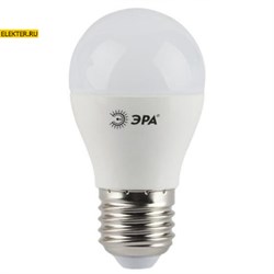 Светодиодная лампочка Е27 7Вт 2700К "Шар" ЭРА LED P45-7w-827-E27 теплый свет арт Б0020550 Б0020550