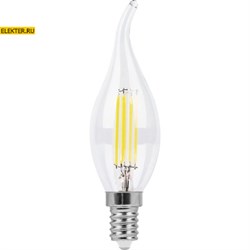 Лампа филаментная светодиодная Feron LB-59 "Свеча на ветру" E14 5W 2700K арт 25575