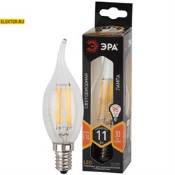 Лампа филаментная светодиодная F-LED BXS-11W-827-E14 ЭРА "Свеча на ветру" 11Вт E14 арт Б0047001