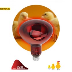 Инфракрасная лампа  для обогрева животных 250Вт Е27 ИКЗК 220-250 R127 ЭРА арт. Б0042980