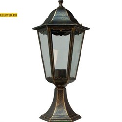 Светильник садово-парковый Feron 6204 шестигранный на постамент 100W E27 230V, черное золото арт 11141